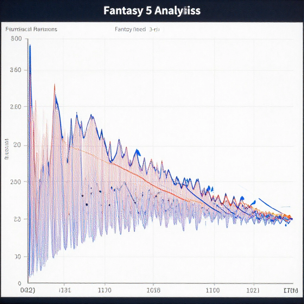 Trend chart visualization showing hot and cold numbers in line graphs with historical draw data points plotted across periods for Fantasy 5 lottery analysis tool