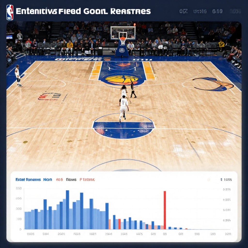 數據儀表板展示NBA隊伍淨效率、有效命中率與效率圖表,背景籃球場景