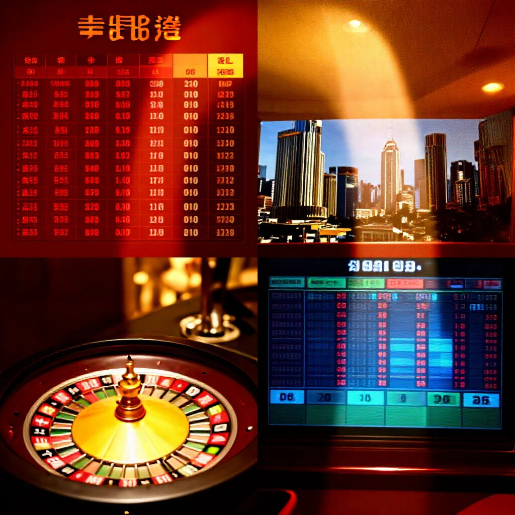 台灣與香港娛樂城場景的動感分割畫面比較,展現更高賠率圖表、輪盤與體育投注板,以紅金色調襯托都市天際線